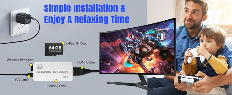 2025 Upgrade Retro Game Console Stick Pro,20000+ Games,Plug and Retro Play Video Games for TV,4k Hdmi Output Game Stick,Retro Game Stick(Whtie64GB) super  nes