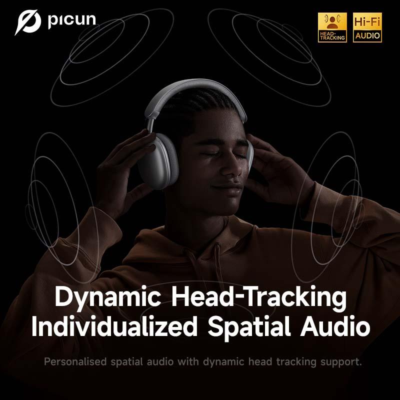 Picun F8 Pro Wireless Headphones - 52dB Noise Cancellation, 5 Smart ENC Mics, Detachable Fabric Ear Cushions, 140 Hour Long Battery Life,  Premium Audio Seamless Dual Device Connection for All-Day Use and Boosted Productivity Bluetooth