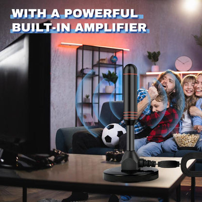 HDTV Antenna, Long Range Indoor/Outdoor Digital TV Antenna with Amplifier, Magnetic Base, 4K 1080p Support, Free Local Channels