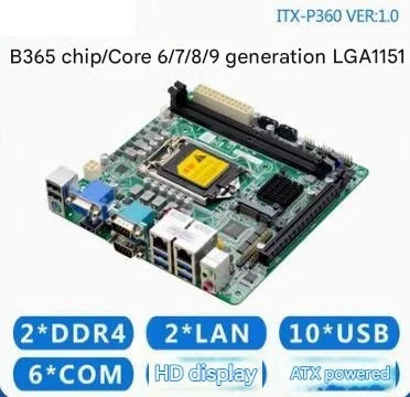 B250 B365 Motherboard Mini-ITX SBC IPC Mainboard Industrial Board Mini ITX Support 6/7/8/9th LGA1151 CPU 6*COM 2*LAN PS/2 VGA