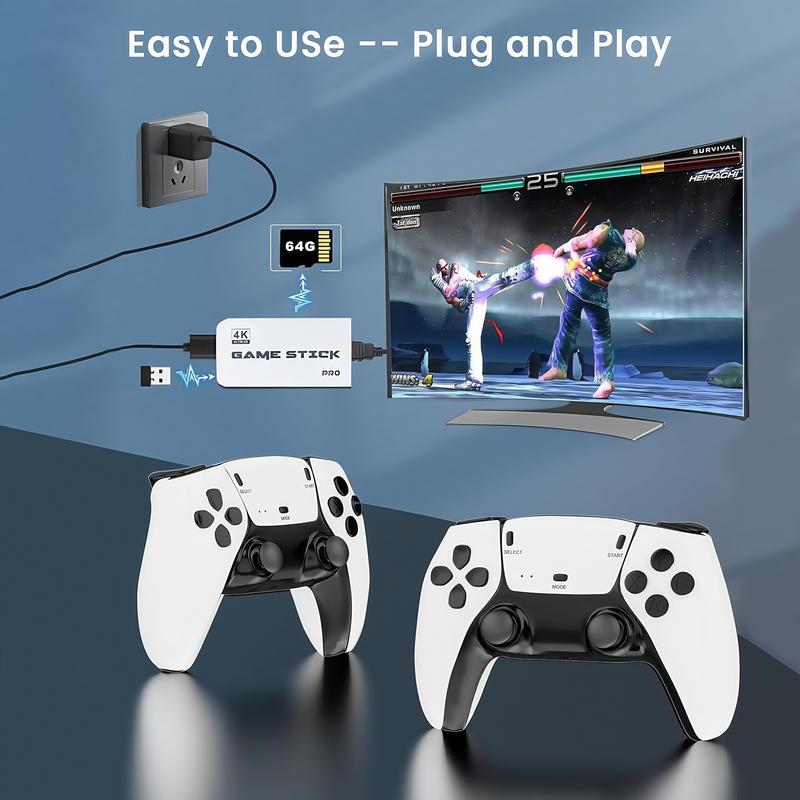 2025 Upgrade Retro Game Console Stick Pro,20000+ Games,Plug and Retro Play Video Games for TV,4k Hdmi Output Game Stick,Retro Game Stick(Whtie64GB) super  nes