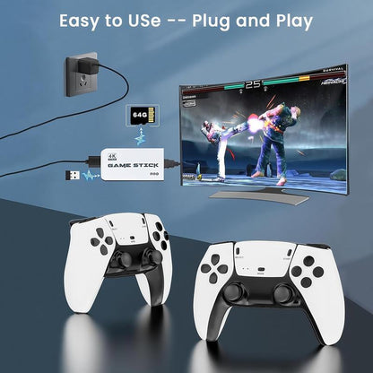 2025 Upgrade Retro Game Console Stick Pro,20000+ Games,Plug and Retro Play Video Games for TV,4k Hdmi Output Game Stick,Retro Game Stick(Whtie64GB) super  nes