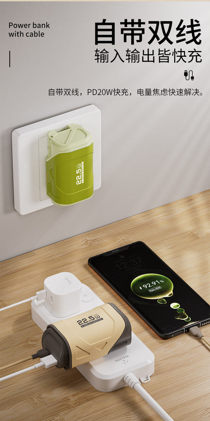 New Portable PD Fast Charge22.5W Wall Charger AC Plug10000mAh power bank with data cable portable charger