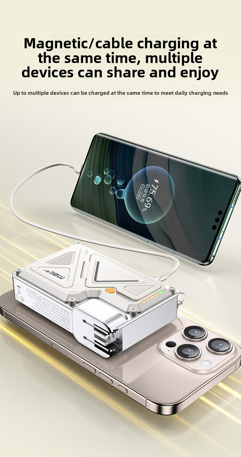 Power Bank AC Power Bank 35W Fast Charging with Built-in Cable Portable Power Supply Magnetic Wireless Charging Stand Multi-Function