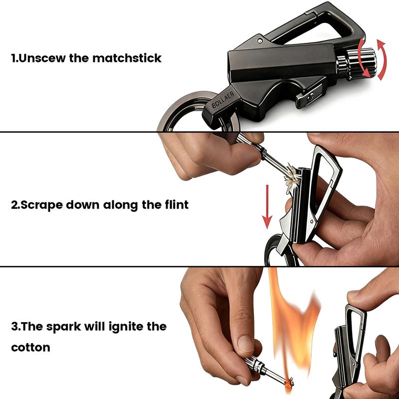 Keychain Lighter(Not Contain Lighter Fluid) ,Permanent Match,Permanent Match Keychains,Reusable Fire Starter Key Ring, Hidden Forever Lighter Keychain,for Outdoor Survival Gift for Men,Mini Waterproof Lighters