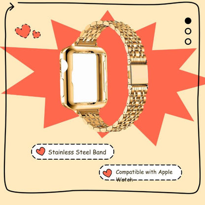 Women's Watch Band & Soft Protective Case & Tools (1 Set), Stainless Steel Smart Watch Bands, Compatible with Apple Watch 9/8/7/6/5/4/3/2/1/SE/SE2 Series, Wearable Accessories, Electronics Accessories