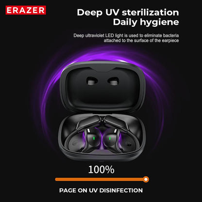 ERAZER XF23 OWS Earbuds UVC Ultravilet Disinfection Touch Screen Wireless Bluetooth Headphones HIFI Stereo Headset for Gaming Travel Sports,Built-in Mic