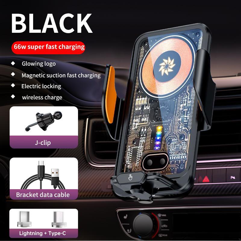 Wireless Car Charger Fast Auto Clamping Car Charger Phone Holder fit iPhone Pro  tags Smartphone Cellphone Charging Electronic magnetic 360 rotating Lightning Bracket