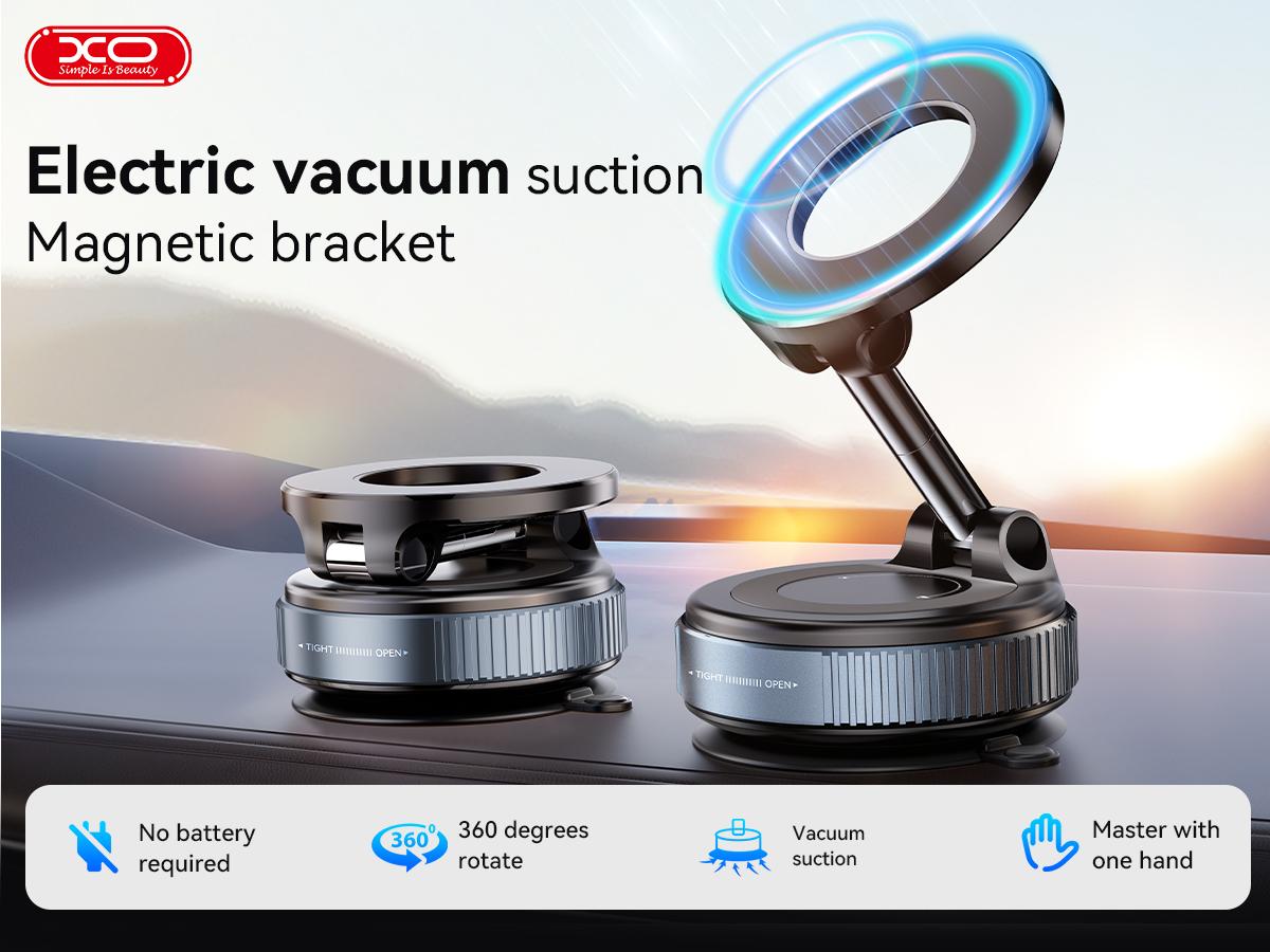 Upgraded Magnetic Phone Holder,Unpowered Version 360° Rotatable Adjustable and Foldable Magnetic & Vacuum Adsorption Car Holder, No Noise for iPhone & Android