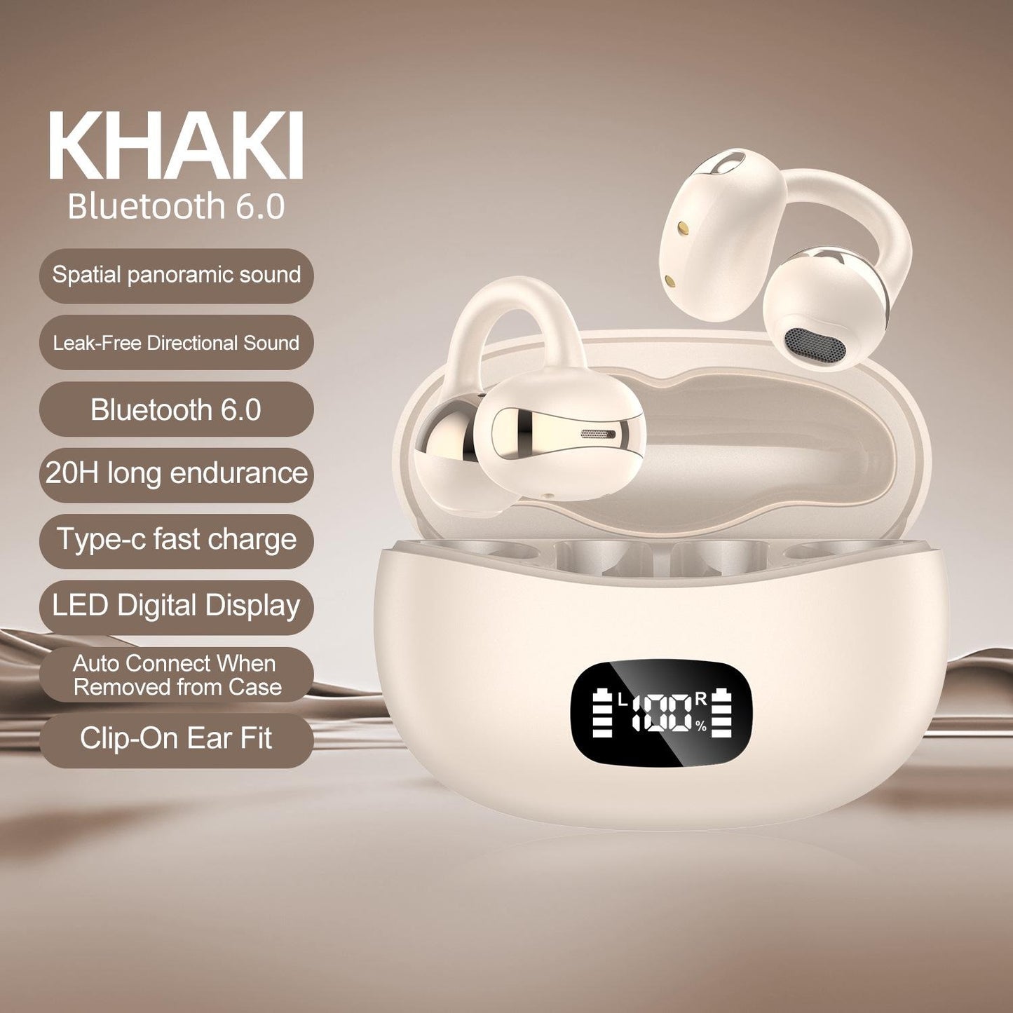 Earring Style OWS Smart Translation Bluetooth Earphones Open Ear Heavy Bass AI Call Wireless Cross-Border Custom Private Model