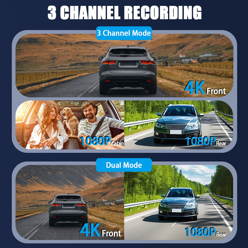 4K Ultra HD Night Vision Recorder WIFI Interconnected Reversing Camera3Dash Cam2K Hd