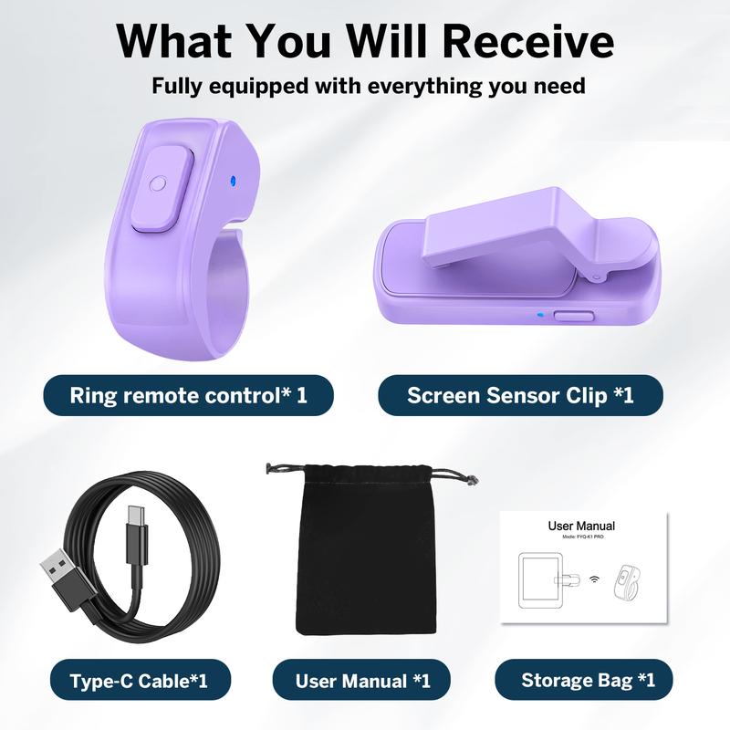 DATAFY Page Turner Ring for Kindle, Hands-Free Remote Control with Storage Bag, Camera Shutter & Video Recording, eReaders Clicker for Kindle iPad iPhone Tablets,TikTokShopBlackFriday