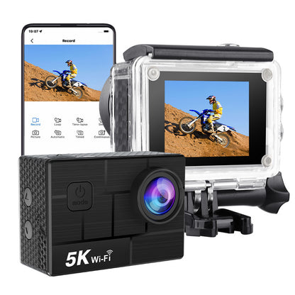 Cross-Border5K Sports Camera Anti-Shake HD wifi Outdoor shooting underwater skiing riding helmet camera factory