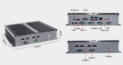 J1900 Embedded Computer IPC Fanless Mini Industrial BOX PC For Intel CPU 6*COM \ 1 Giga LAN \ VGA \ 2G RAM \ Barebone 12V