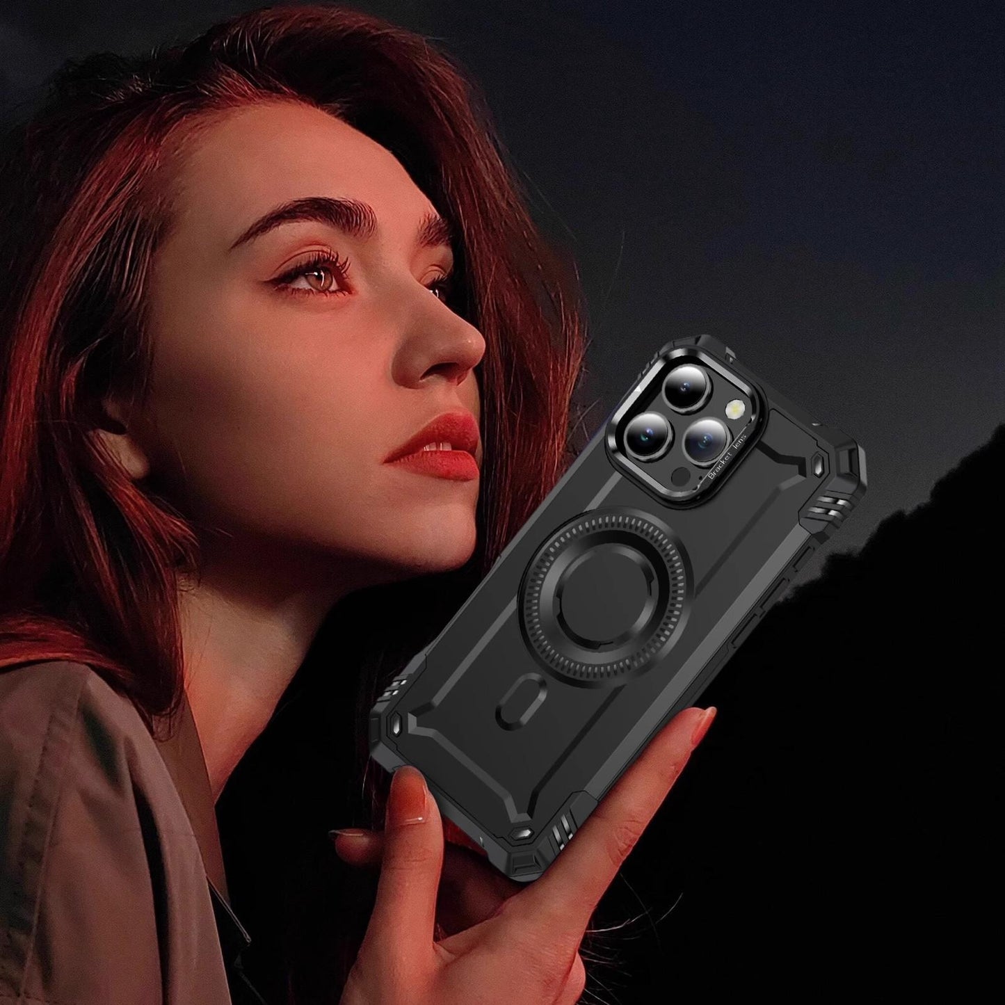 Cross-border Compatible iPhone 17 16 15 14 13 12 Plus Pro Max Air Four-corner Anti-drop Magnetic Phone Case Apple 17 Lens Frame Stand Protective Cover