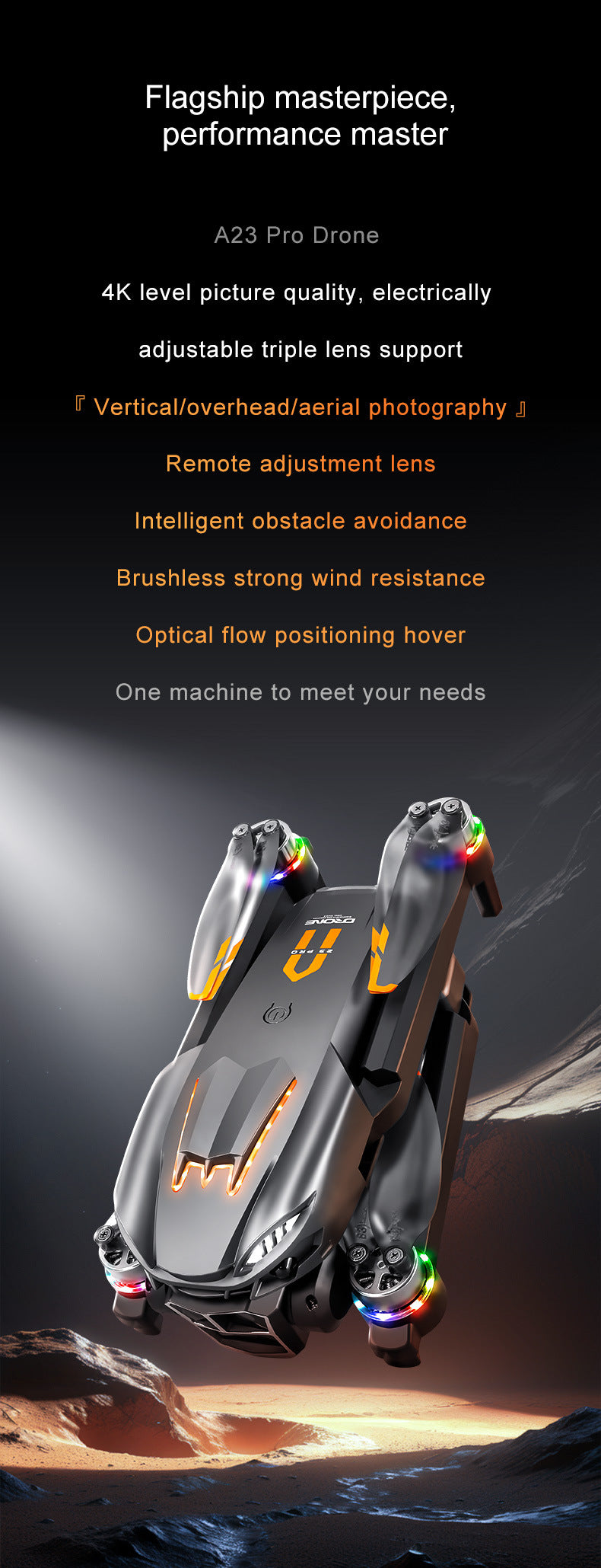 Cross-Border A23 PRO Drone HD Aerial Photography Quadcopter Brushless Obstacle Avoidance Remote Control Aircraft Export Toy