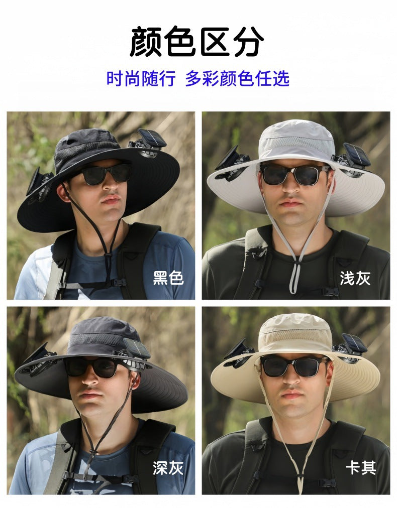 Foreign Trade Hot Item Solar Hat Rechargeable Dual Fan Men's Fishing Fisherman Hat Outdoor Sun Hat Sun Protection Hat