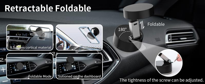 Vacuum Magnetic Phone Holder Stand – Foldable & Retractable Mount with Strong Magnetic Suction, Portable Phone Stand for Car, Mirror, Gym & Multi-Scene Use | Bubble-Free, Spotless Screen Design
