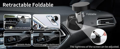 Vacuum Magnetic Phone Holder Stand – Foldable & Retractable Mount with Strong Magnetic Suction, Portable Phone Stand for Car, Mirror, Gym & Multi-Scene Use | Bubble-Free, Spotless Screen Design