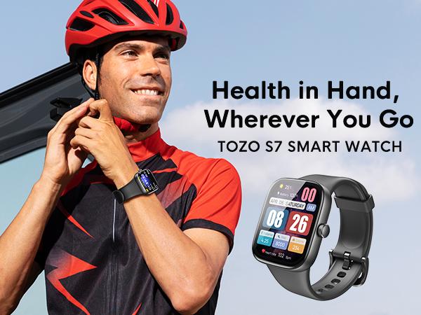TOZO S7 Smartwatch Bluetooth Call 1.85”AMOLED Ultra HD Screen,Dynamic Dials Messages Push 100+ Sports Modes,Detect Human Health (Heart Rate,Blood Oxygen)with High Battery Life Touch Screen Watch Black