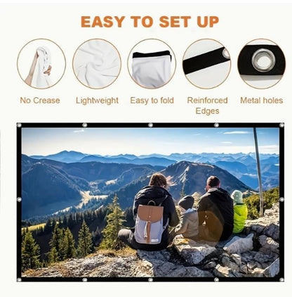 TUOGTCI 72” 16:9 Portable Projection Screen with Stand, Foldable Double Sided Polyester Fiber, Wrinkle Resistant, Washable, For Home Theater, Travel Projector - No Charging, Wireless Free, No Batteries Required