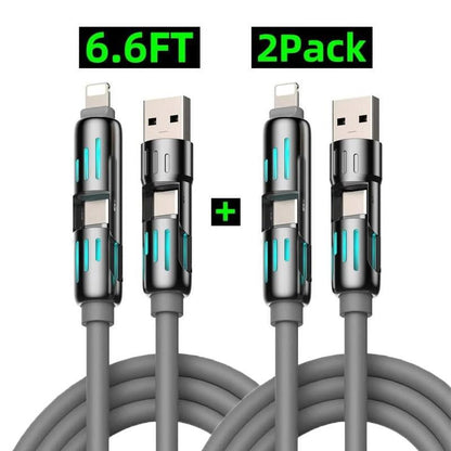 [Buy 1 Get 1 Free] 6.6ft  4-in-1 Multi USB Charging Cable with USB A,Type C,Lightning-MAX240W Fast Charging & Data Sync for iPhone16/15,iPad Pro, Samsung & Laptops fast charger usb cable 4-in-1 fast Breathing Light  -max 1 usb-c data 4 1 charging cable