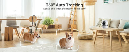 2MP Smart WiFi Pan-Tilt Security Camera with Human Detection, 2-Way Audio, IR Night Vision, IP64, Cloud/TF Storage, White