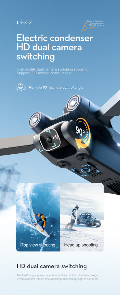 S1S Pushe Foldable Drone Obstacle Avoidance Aerial Photography Quadcopter Brushless Motor Electronic Fence Remote Control Aircraft