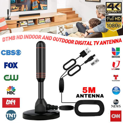 HDTV Antenna, Long Range Indoor TV Antenna, Digital Antenna Amplifier Signal Booster, Supports 4K 1080p, Smart TV Free Local Channels