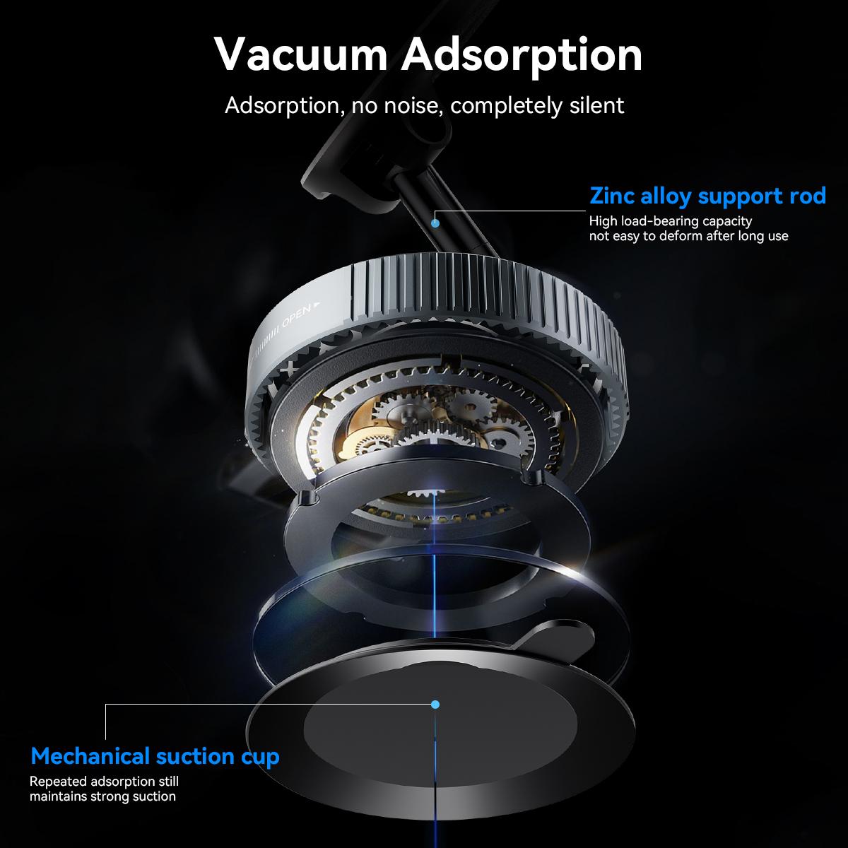 Upgraded Magnetic Phone Holder,Unpowered Version 360° Rotatable Adjustable and Foldable Magnetic & Vacuum Adsorption Car Holder, No Noise for iPhone & Android