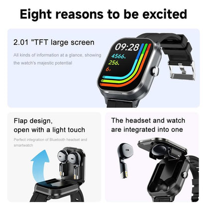 SIMSONLAB 2.01 Inch Smart Watch with Silicone Case, Fashionable Wearable Device for Men & Women, Support BT Calling and NFC Function, Multi-sport Modes Fitness Tracker