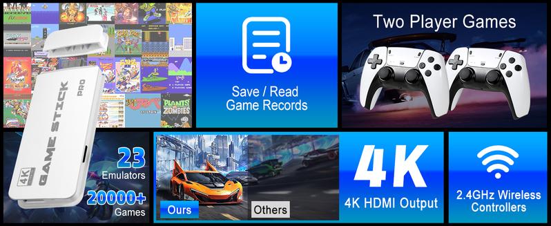 M15 Wireless Retro Game Stick with Built-in 23 Emulators, HD Output System, 2.4G Wireless Controllers & 64GB TF Card for Gamers of All Ages Springtok