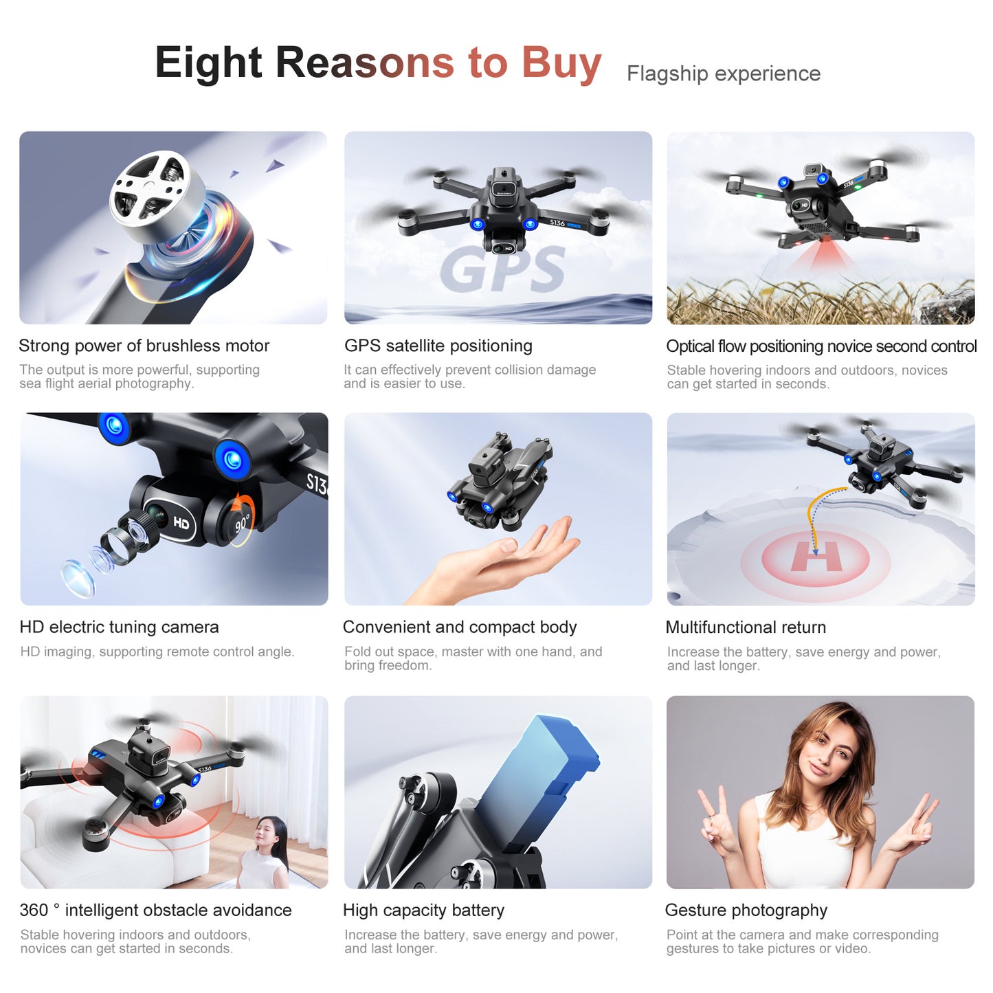 Cross-Border S136Uav GPS Positioning Brushless Motor HD Dual Camera Aerial Photography Obstacle Avoidance Remote Control Aircraft Drone
