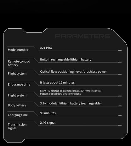 Cross-Border A21Drone Brushless Motor Mecha Style Aircraft Optical Flow Positioning Aerial Photography Full Protection Remote Control Airplane