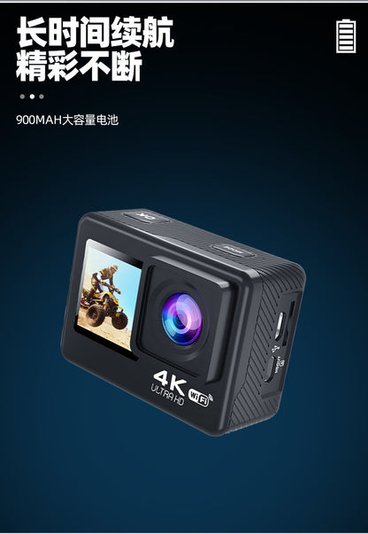 Cross-Border4k Action Camera HD Dual Screen wifi Outdoor sports wireless shooting head-mounted cycling camera factory