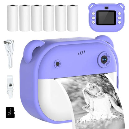Instant Camera, Portable Camera, Digital Camera, Multifunctional 1080P HD Dual-Camera Kids Instant Print Camera, Includes Storage Card & Thermal Paper Roll, Birthday Gift