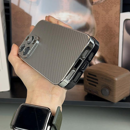 Compatible with iPhone 15 14 13 12 Pro Max Phone Case Carbon Fiber Texture Magnetic Matte Apple 14 Shockproof Electroplated Protective Cover