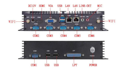 Embedded Fanless Industrial Mini BOX PC For Intel J1800 J1900 i5-3317U-5200U i3-4010U-7100U i7-6500U 64GB SSD 6*COM Barebone 12V