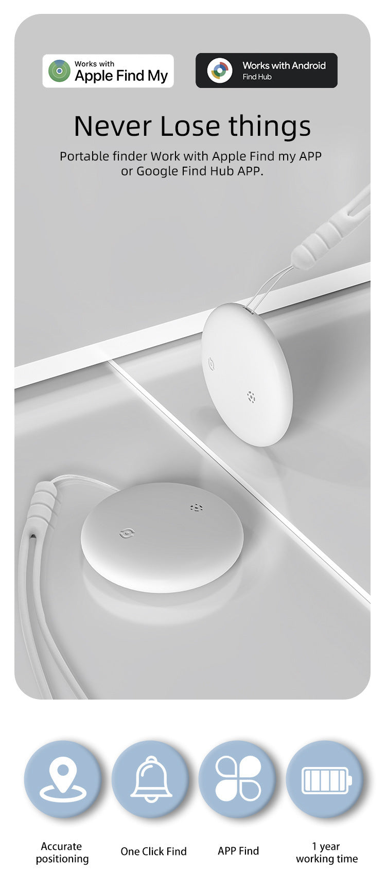 Compatible with Apple and Android Dual System Locator Findmy Google Android Pet Car Anti-Lost Device