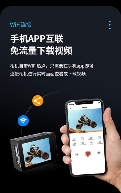 Cross-Border5K Sports Camera Anti-Shake HD wifi Outdoor shooting underwater skiing riding helmet camera factory