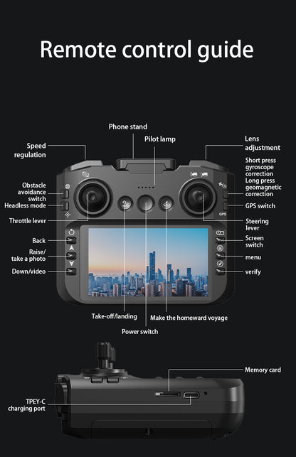 AE8EVO Screen-controlled Brushless Drone HD Aerial Photography GPS Return Folding Intelligent Obstacle Avoidance Screen Display Remote Control Airplane