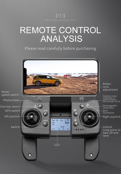 Cross-Border AE3Long Endurance Brushless Drone GPS Three-axis gimbal obstacle avoidance drone HD aerial photography remote control aircraft