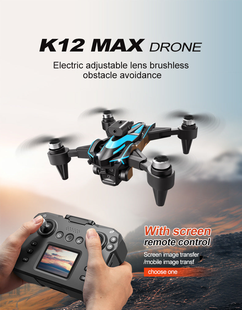 Cross-Border K12MAX Drone with screen control, optical flow positioning, quadcopter with brushless motor, remote control airplane toy