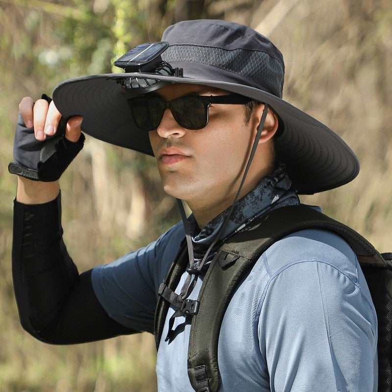 Foreign Trade Hot Item Solar Hat Rechargeable Dual Fan Men's Fishing Fisherman Hat Outdoor Sun Hat Sun Protection Hat
