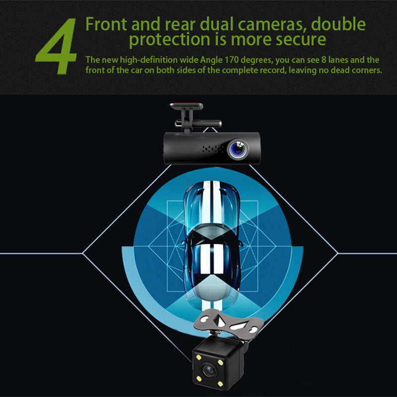 Cross-border HD Dash Cam wifi Mobile Phone Interconnection Starlight Night Vision Dual Lens Car Mount DVR Driving Record