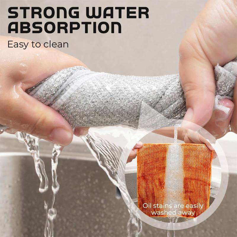 【Freeship】12-Pack Dishwashing Rags, Multipurpose Non-Scratch Wire Dishcloths for Wet and Dry Use,Reusable Wire Cleaning Cloths for Kitchen, Sinks.and Pans Silver Removable, Washable & More