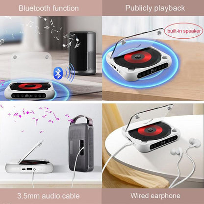 MEGICOT Portable Bluetooth-compatible CD-Player, Multifunction Rechargeable CD-Player with LED Display, Portable Speakers for Home, Outdoor & Car, CD Music Player, CD DVD Player, Portable Media Player