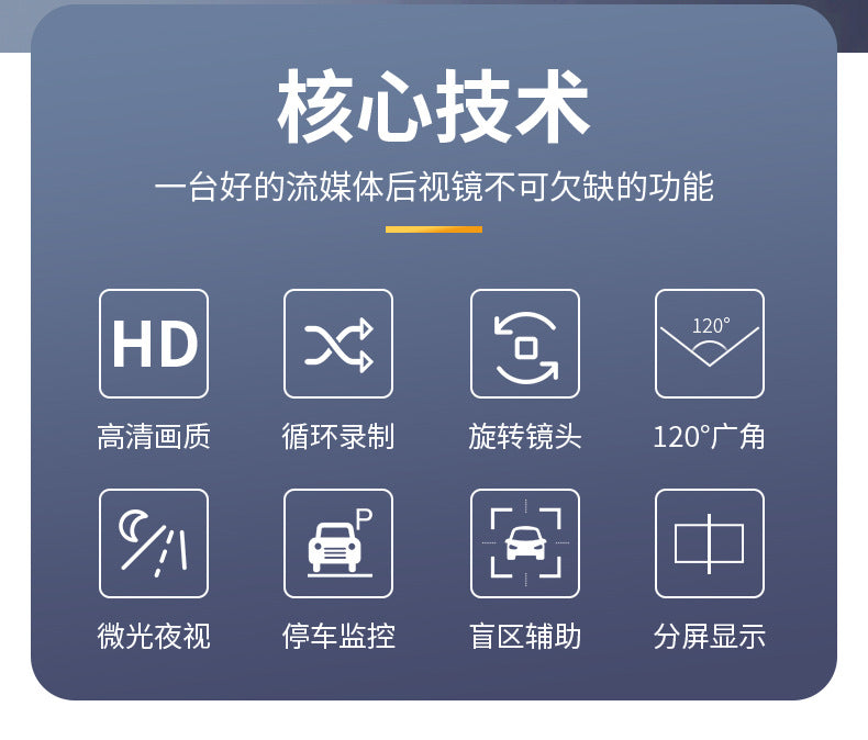 High Definition Car Mount DVR Supply Cross-Border E-commerce Factory In-Stock Wholesale Parking Guard Rearview Mirror Dash Cam