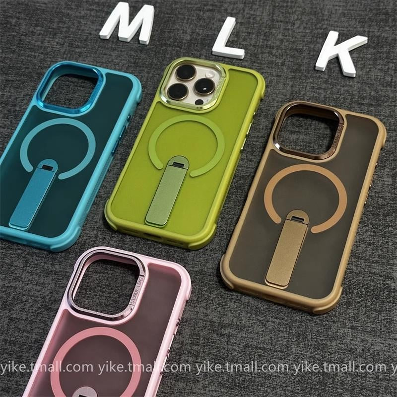 Suitable for iPhone 17 16 15 14 13 12 Pro Max Air Plus SE Phone Case Matte Magnetic Case Apple 15 Stand One-word Bracket Phone Protective Cover