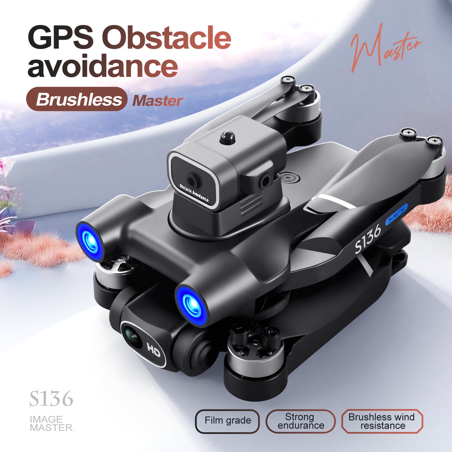 Cross-Border S136Uav GPS Positioning Brushless Motor HD Dual Camera Aerial Photography Obstacle Avoidance Remote Control Aircraft Drone